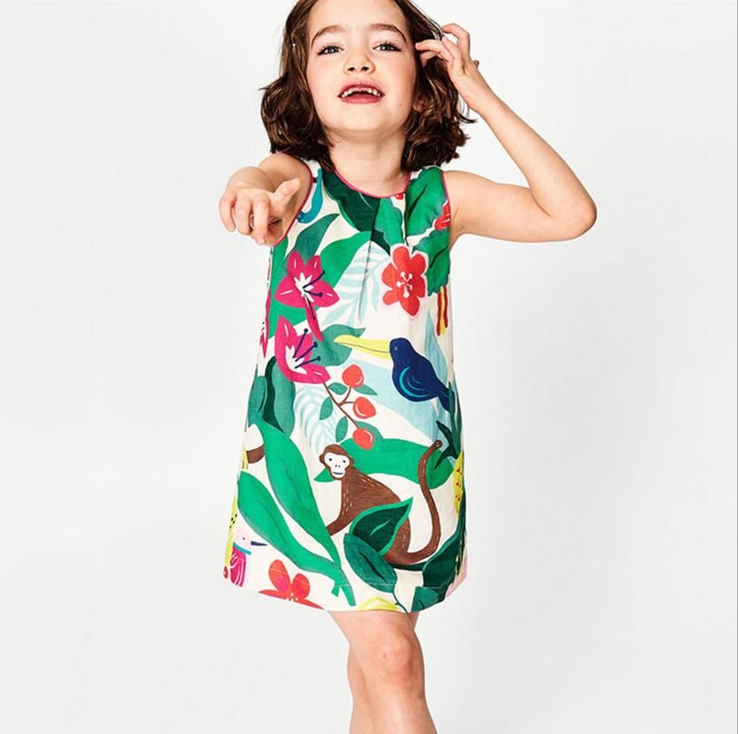Shipley salami Agarrar Vestido sin mangas vestidos de verano de flores ropa infantil para niñas de  algodón 2-7years