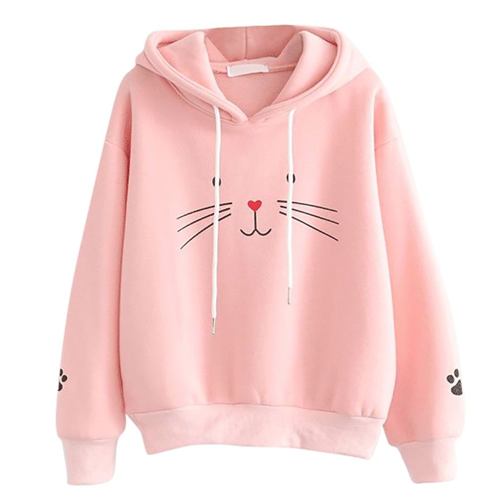 ZUong2 Womens Funnel Neck Hoodies Casual Cat Print Long Sleeve Cowl Neck Hooded Sweatshirt Slouchy Pullover with Pocket ZUong2 Womens Funnel Neck Hoodies Casual Cat Print Long Sleeve Cowl Neck Hooded Sweatshirt Slouchy Pullover with Pocket