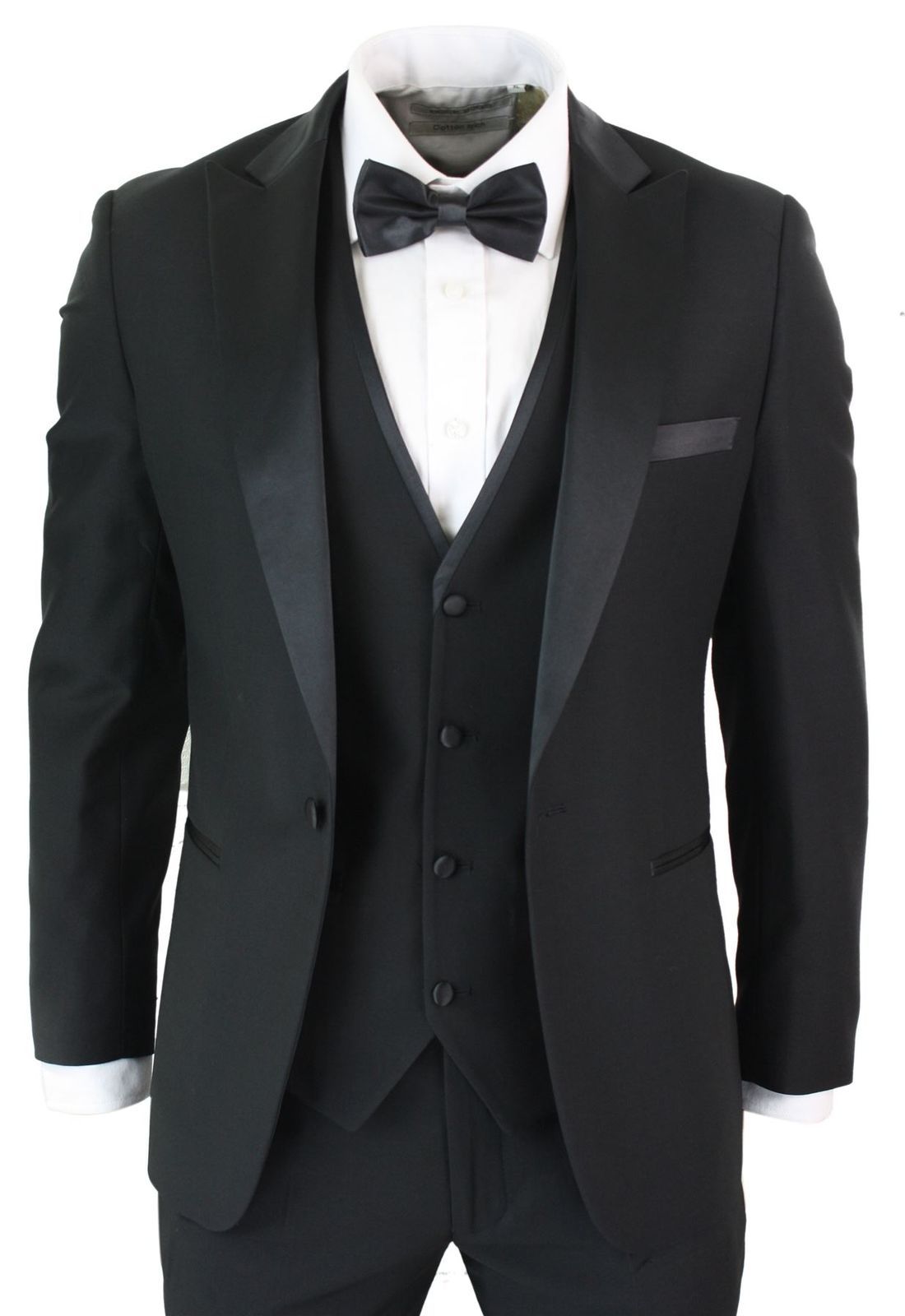 Compra Trajes Para Hombre Negros, 3 Piezas, Negro Clásico, Satinado,  Esmoquin, Traje De Cena, Ajuste A Medida, Boda, Vestido De Fiesta, Ropa De  Fiesta Barato | Entrega Rápida Y Calidad | Es.Dhgate