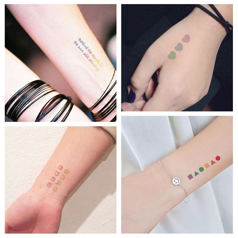 Harajuku Personalize Temporary Gradual Change Tattoo Sticker Small Flower Heart Smile Unicorn Rainbow Decal NecK Arm Harajuku Personalize Temporary Gradual Change Tattoo Sticker Small Flower Heart Smile Unicorn Rainbow Decal NecK Arm