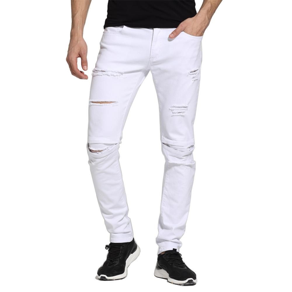Hombres Jeans Blancos Diseño De Moda Fit Casual Skinny Jeans Rasgados Para Hombres H1704 De 40,71 € | DHgate