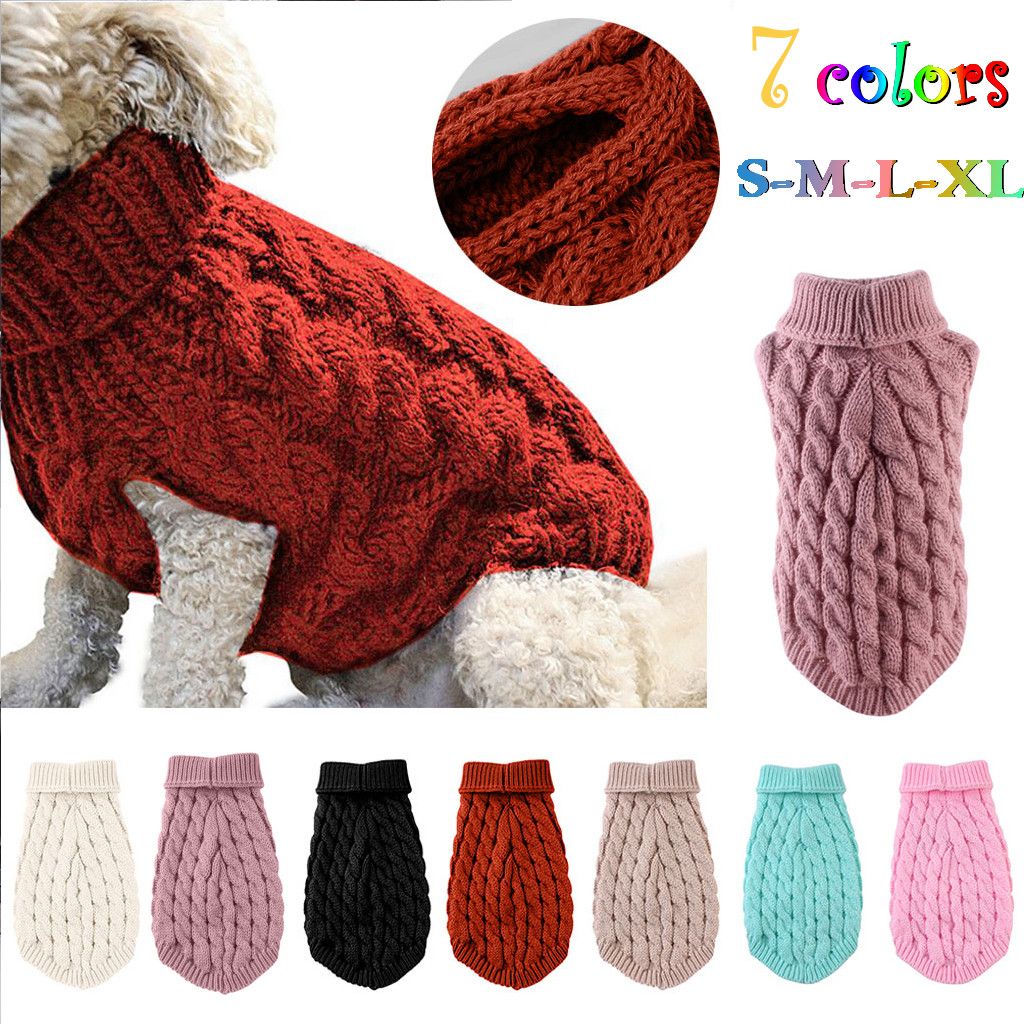 2021 Comfy Durable Cute Dog Clothes Pet Solid Warm Coat Knitting Kawaii ...