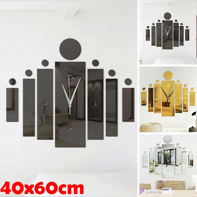 New 3d Wall Clock Sticker Rectangular Mirror