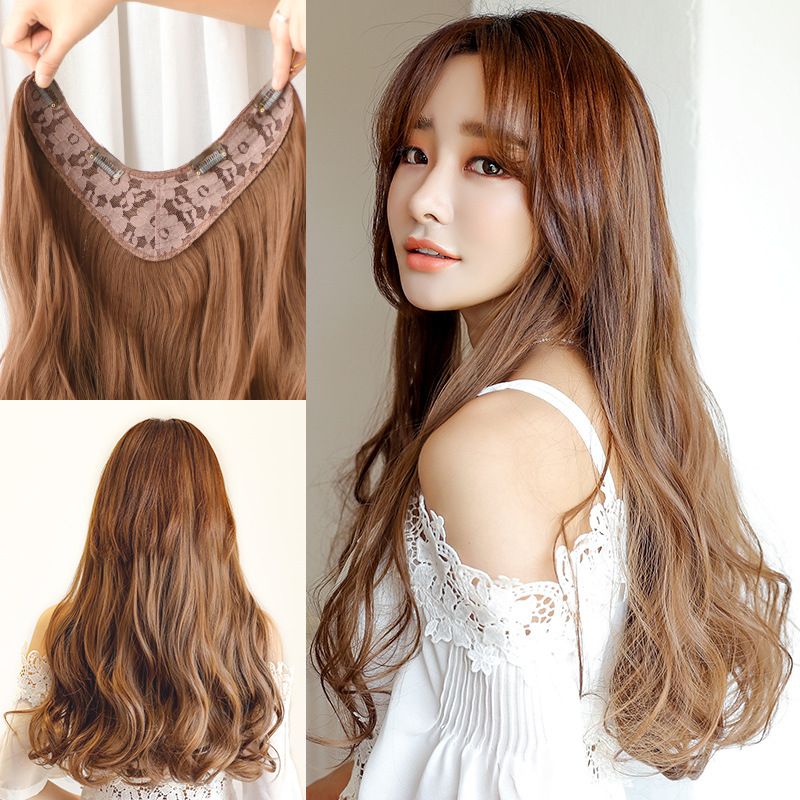 Wig Female Curly Big Wave Long Fluffy Natural Long Straight Hair U
