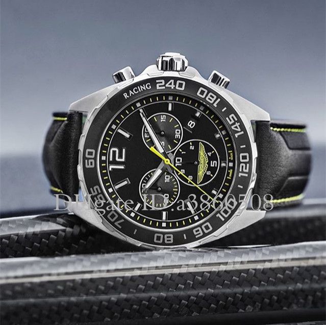 Acheter Pas Cher New Sport 43mm ASTON MARTIN RACING Montre VK Mouvement  Chronographe À Quartz Boîtier En Acier Cadran Noir Avec Bracelet En Cuir  Homme Bracelet Du 63,09 € | Fr.Dhgate