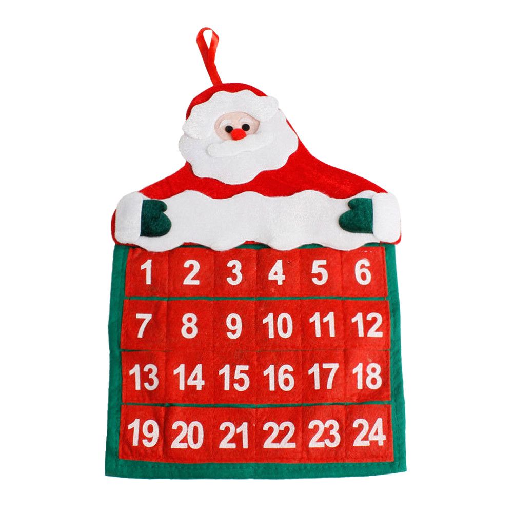 Y56 Decorativa navideña 24 Números Calendario de Adviento Navidad Papá Noel Calendario Hotel Lobby Familia Colgante 