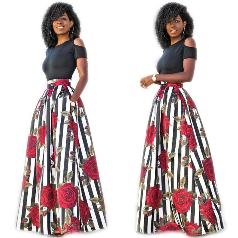 Fashion Two Pieces Casual Women Maxi Dresses Short Sleeve Black Top Long Pattern Floral Wholesale Dress Plus Size 6xl Vestidos From Tudou12, $26.15 | DHgate.Com