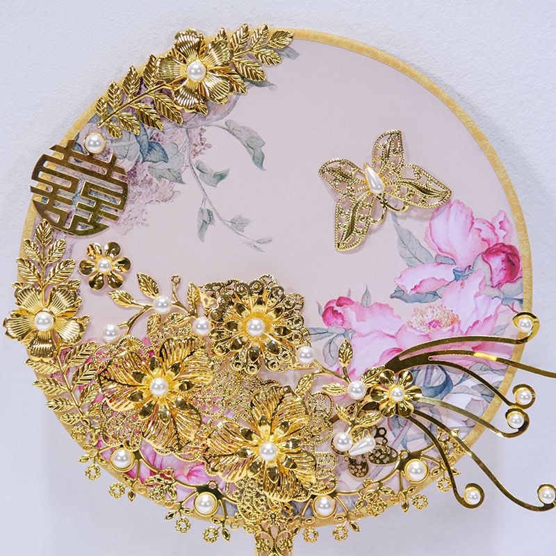 Janevini Traditional Wedding Bridal Fan Golden Flowers Bride Bouquets Cover Face Pearls Metal Chinese Style Wedding Bouquet Brooches Fans Wedding Centerpieces Without Flowers Cheap Flower Delivery From Everhill 48 63 Dhgate Com