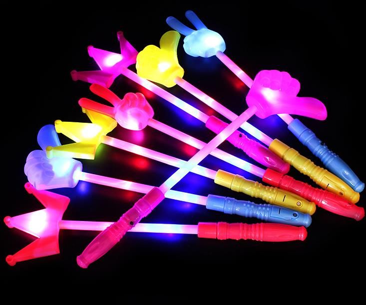 Flashing Wand Glow Sticks Light Up Magical Crown Star Gesture Stick