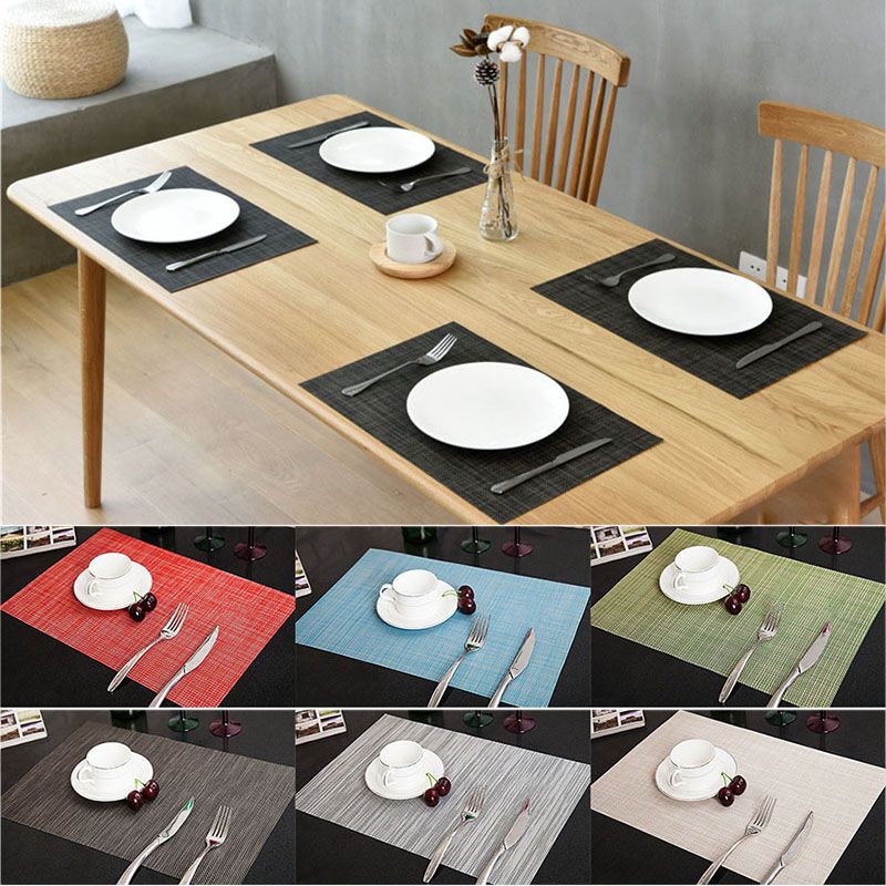Wood Color Placemats Table Tableware Kitchen Mat Place PVC Pads
