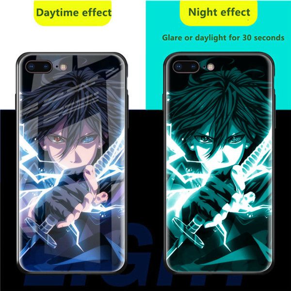 Lxuruy Naruto Sasuke Luminous Anime Phone Case For Iphone X Xs X Max Xr 6s 6 7 8 Plus Tempered Glass Back Cover 11 Ieam Cell Phone Cover Cell Phone Wallet Case