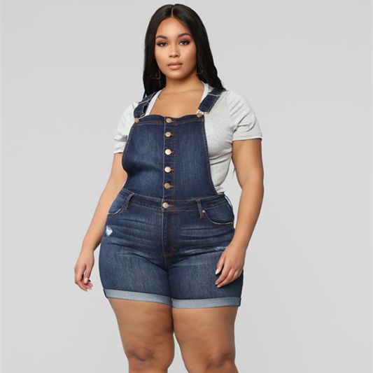 Women Big Hip Jeans Rompers Overalls 