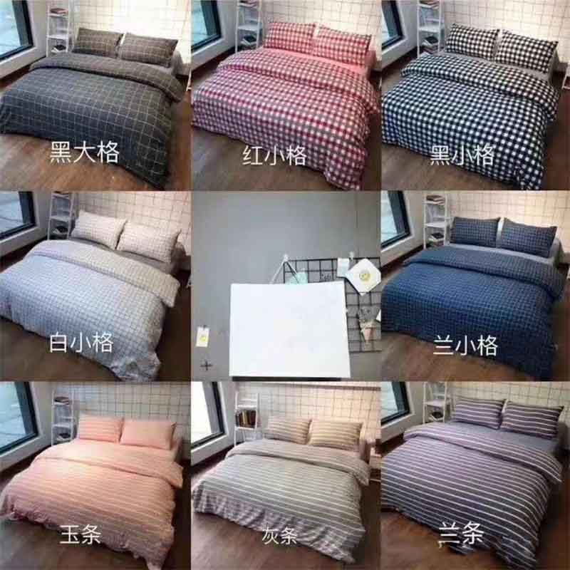 Washed Cotton Bed Comforters Sets Super Soft Stripe Pure Color Simple Fresh Romantic Bedding Sets Home Textile Cheap Bedroom Comforter Sets Buy Duvet