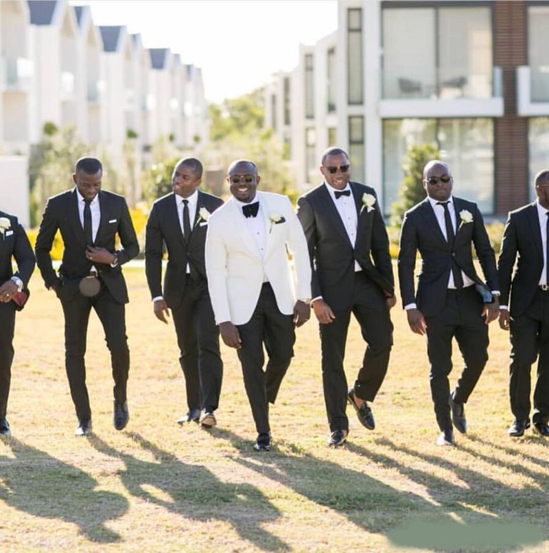 Wedding Tuxedos For Groom White Jacket Black Pants Set Groomsmen Best Man Suit Mens Suits Bridegroom Bow From Rosammant 84 96 Dhgate Israel Wedding Tuxedos For Groom White Jacket, Can You Wear A White Coat To Wedding