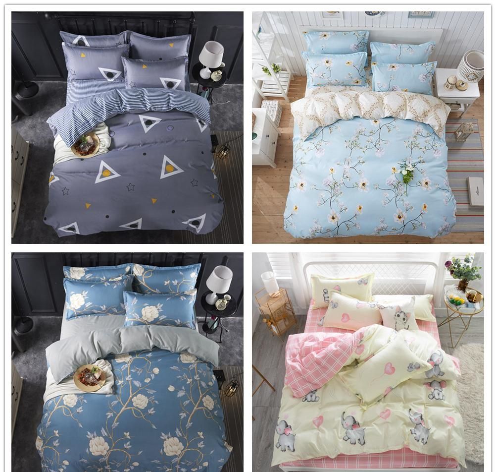Duvet Cover Bedding Set With 2 Pillowcases Fitted Sheet Single