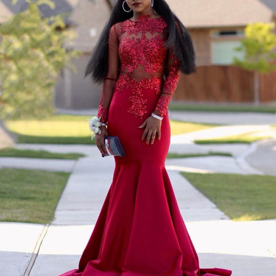 Black Girls Prom Dresses Long 2020 Red 