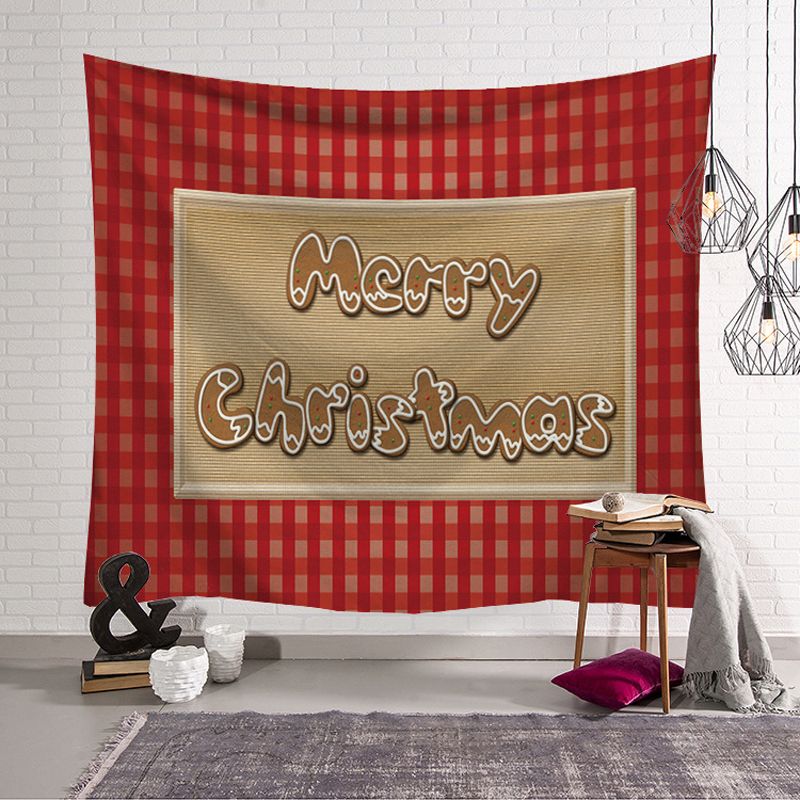 Red Lattice Christmas Wall Tapestry Farmhouse Decor Wall Fabric