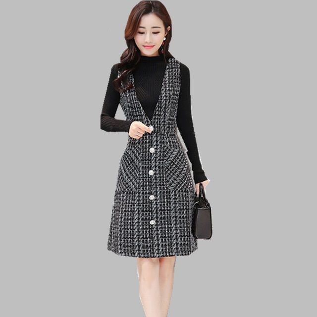 2019 New Arrival Winter Elegant Tweed Dress Women Sweet Party Dresses Black Long Sleeve Sweater Two Piece Set Pageant Dresses Dresses Uk From 2019 New Arrival Winter Elegant Tweed Dress Women Sweet Party Dresses Black Long Sleeve Sweater Two Piece Set Pageant Dresses Dresses Uk From