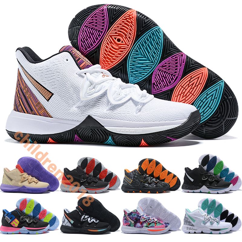 Kyrie 5 Kids Shoes Irving Basketball Shoes Designer Trainers BHM 2019 Black  Magic Taco Neon Blends Big Boys Girls Children Shoes Size 32 39 Cool  Running Shoes For Kids Cheap Girls Tennis