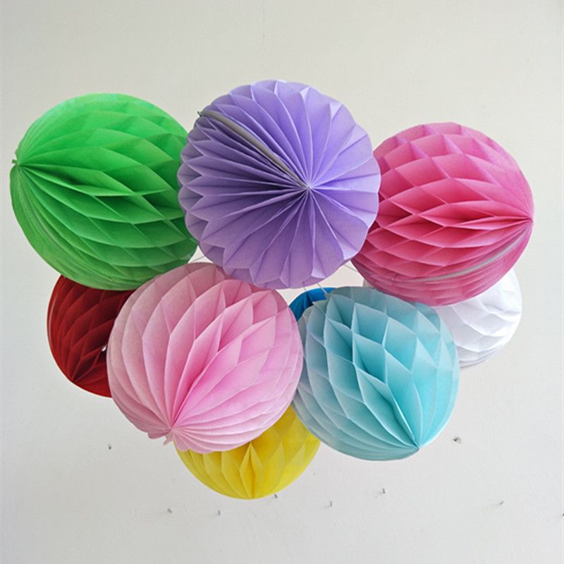round paper ball honeycomb ball with tissue flower chinese paper lantern for wedding kid birthday party decorations lin4718 party decorate party paper ball flower