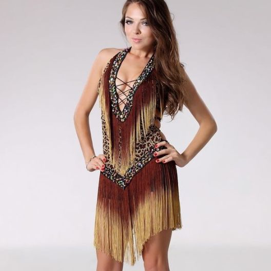 Vestido de baile de salón Traje de samba para mujer Vestidos de Salsa con estampado de leopardo y borlas Vestido latino Vestido de baile de salón Traje de samba para mujer Vestidos de Salsa con estampado de leopardo y borlas Vestido latino