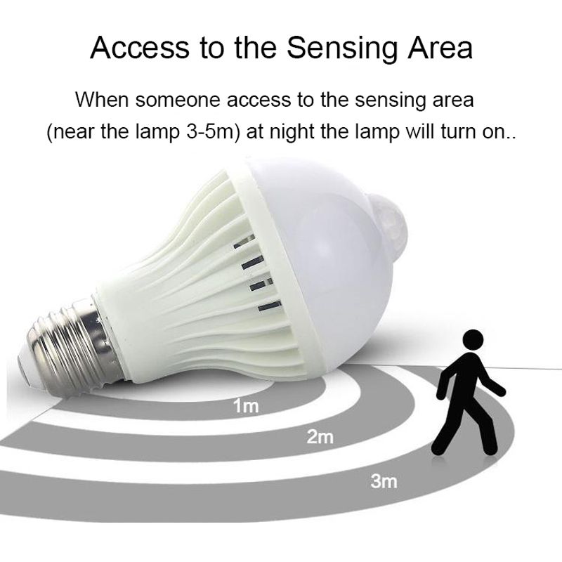 Bombilla del sensor de E27 LED de infrarrojos de inducción humana lámpara de luz LED de la lámpara de pared Bombilla del sensor de E27 LED de infrarrojos de inducción humana lámpara de luz LED de la lámpara de pared