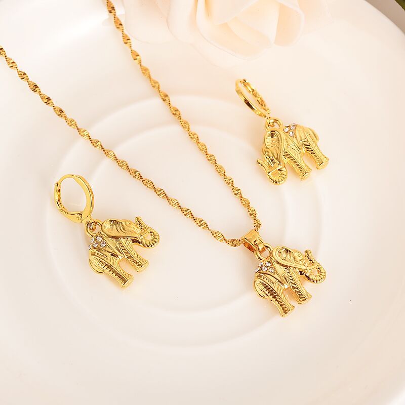 Femmes Hommes Plaqué Or Mignon Lovely Elephant Collier Pendentif Chaîne Bijoux