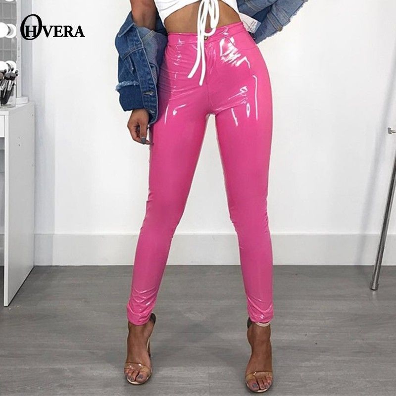 Pu mujeres pantalones cal hip hop pantalones lápiz de color 4 colores azul  rosa negro rojo pantalones de cuero de moda leggings sexy pantalones del  mono|pants yoga|pant brapant leg or pants leg -