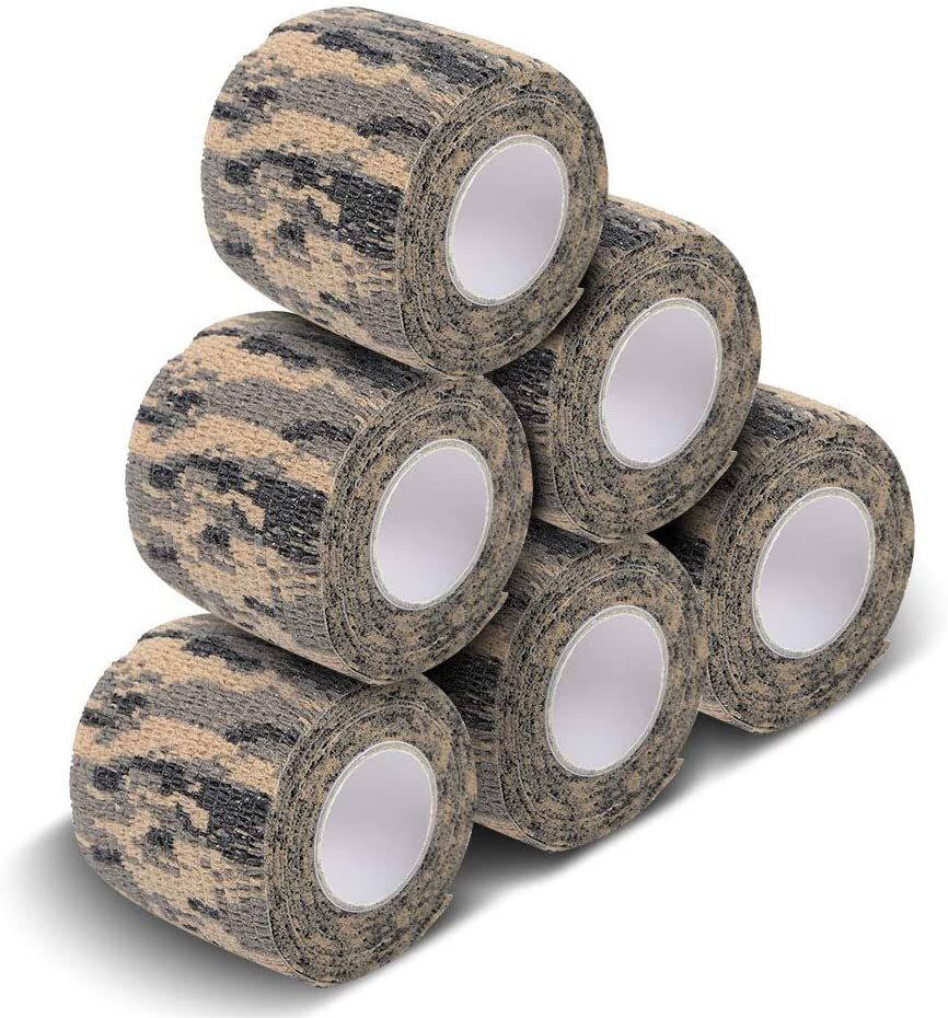 2020 6 Roll Camouflage Tape Cling Scope Wrap Camo Stretch Bandage Rifle