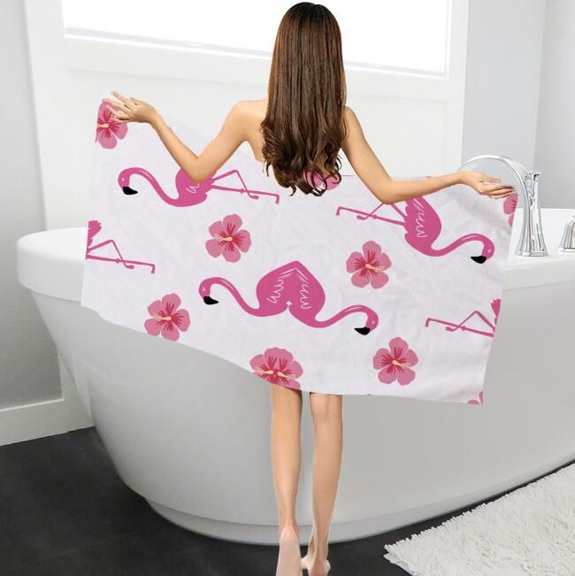 Shop Bath Towel Online, Pink Flamingos Bath Towels Rectangular Shape