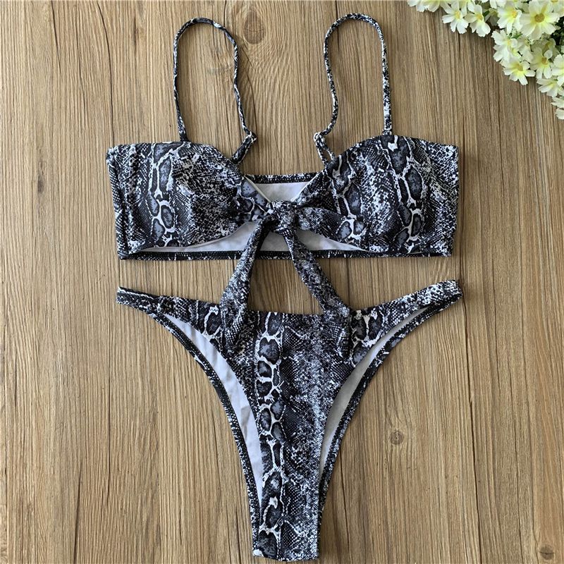 snakeskin triangle bikini