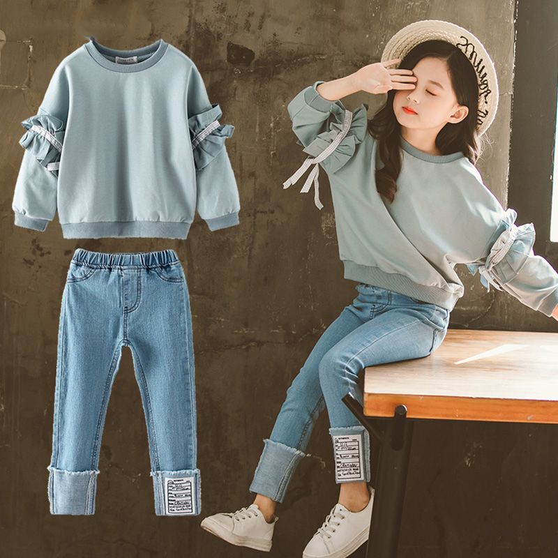 Compra Las Chicas Nuevas Trajes Encanto De Chicas Adolescentes Ropa Para  Niños Juegos De La Ropa Top Demin Pantalones De Traje Sistemas Adolescente  Ropa Barato | Entrega Rápida Y Calidad | Es.Dhgate