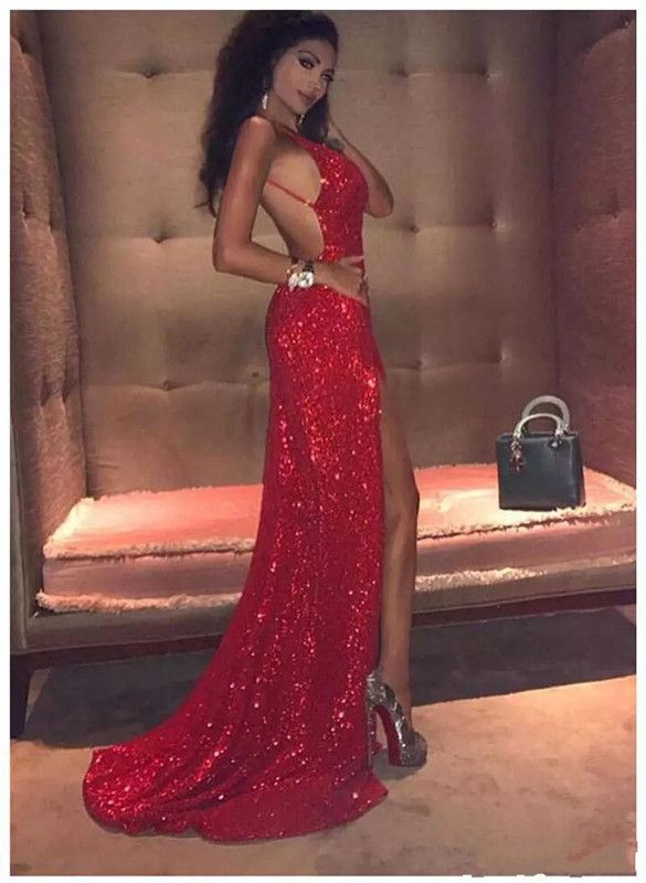 mermaid prom dresses with leg slits