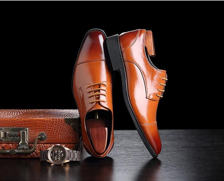 2019 Genuine Business Leather Shoes Men Dress Classic Burgundy