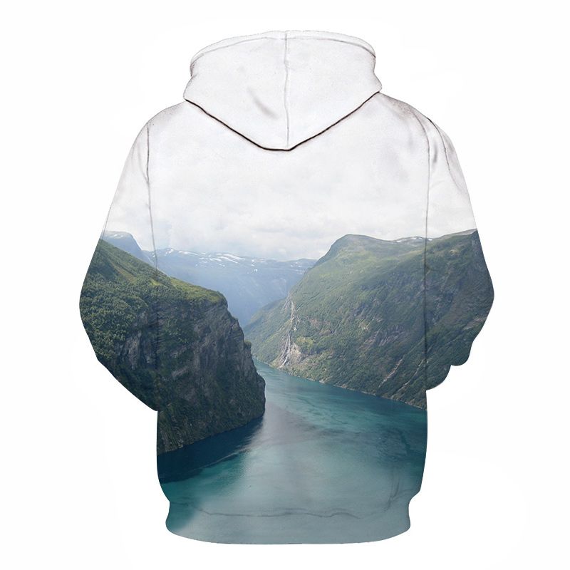 Hoodies Sweatshirt Men 3D Print Nature,Forest with Lake Botany,Sweatshirts for Women Hoodie Pullover