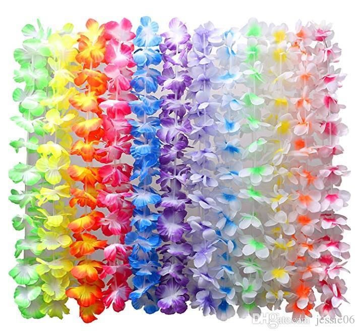 2020 Hawaiian Flower Necklace Wreaths Tropical Luau Hawaii Garland