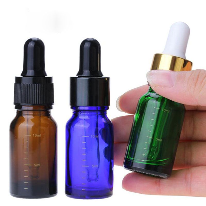 2020 Empty 10ml Glass Serum Dropper Bottles 10cc Amber Blue Green