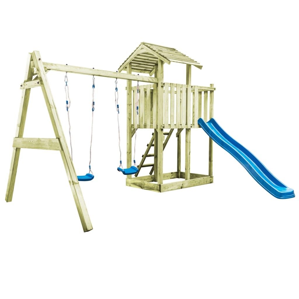 playhouse set with ladder slide and swings