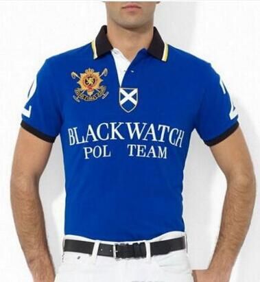 blue polo shirt with red horse