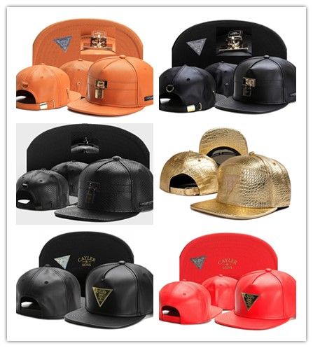 black leather snapback hat