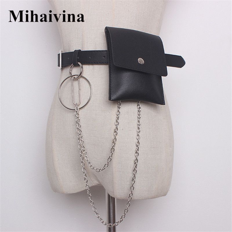 leather bum bag with chain