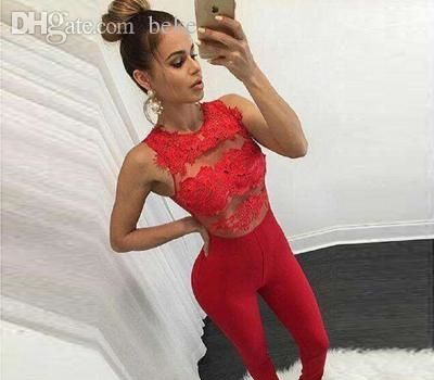 red skinny jumpsuit