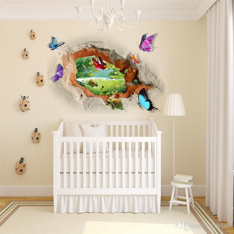 N789 Baby Elelphant Animals Cute Smashed Wall Decal 3D Art Stickers Vinyl Room