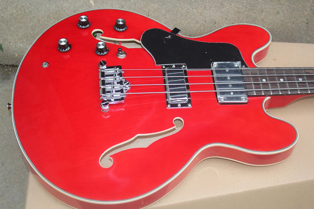 Compra 4 Cuerdas Semi Huecas Guitarra Eléctrica Roja Izquierda Con Herrajes  Cromados, Diapasón De Palisandro, Encuadernación Corporal, Oferta  Personalizar Barato | Entrega Rápida Y Calidad | Es.Dhgate