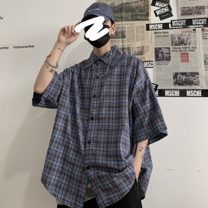 Mens Casual Shirts Mens Summer Plaid 