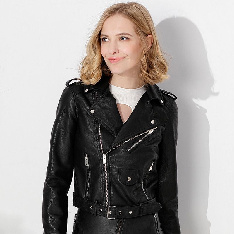 Compra Uguest 2018 Chaqueta De Cuero Para Mujer Moda Casual Abrigo Invierno  Otoño Material PU Deseos Remache Botón Cremalleras Barato | Entrega Rápida  Y Calidad | Es.Dhgate