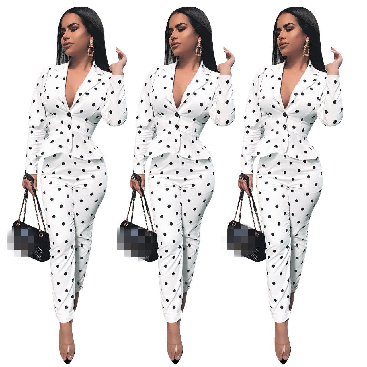 Polka dot suit womens Clearance