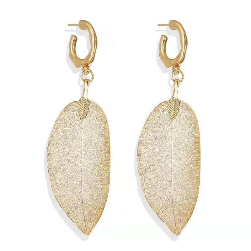 Yiwugo Chic Delicate Earring Lightweight Hollow Out Leaf Dangle Drop Earrings Yiwugo Chic Delicate Earring Lightweight Hollow Out Leaf Dangle Drop Earrings