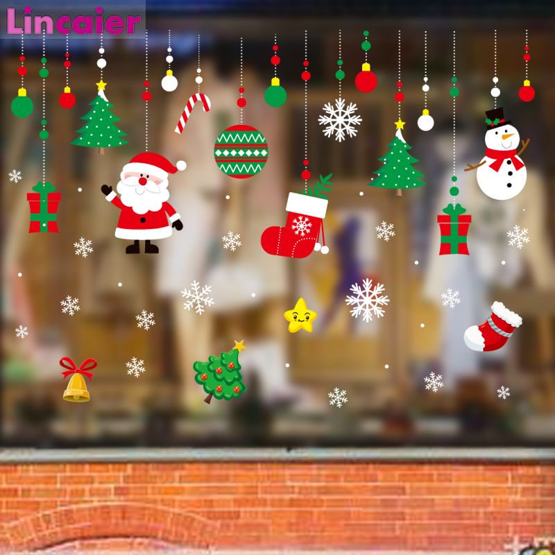 Feliz Navidad Etiqueta de la ventana 2019 Decoración navideña para el hogar  Adornos para árboles Navidad