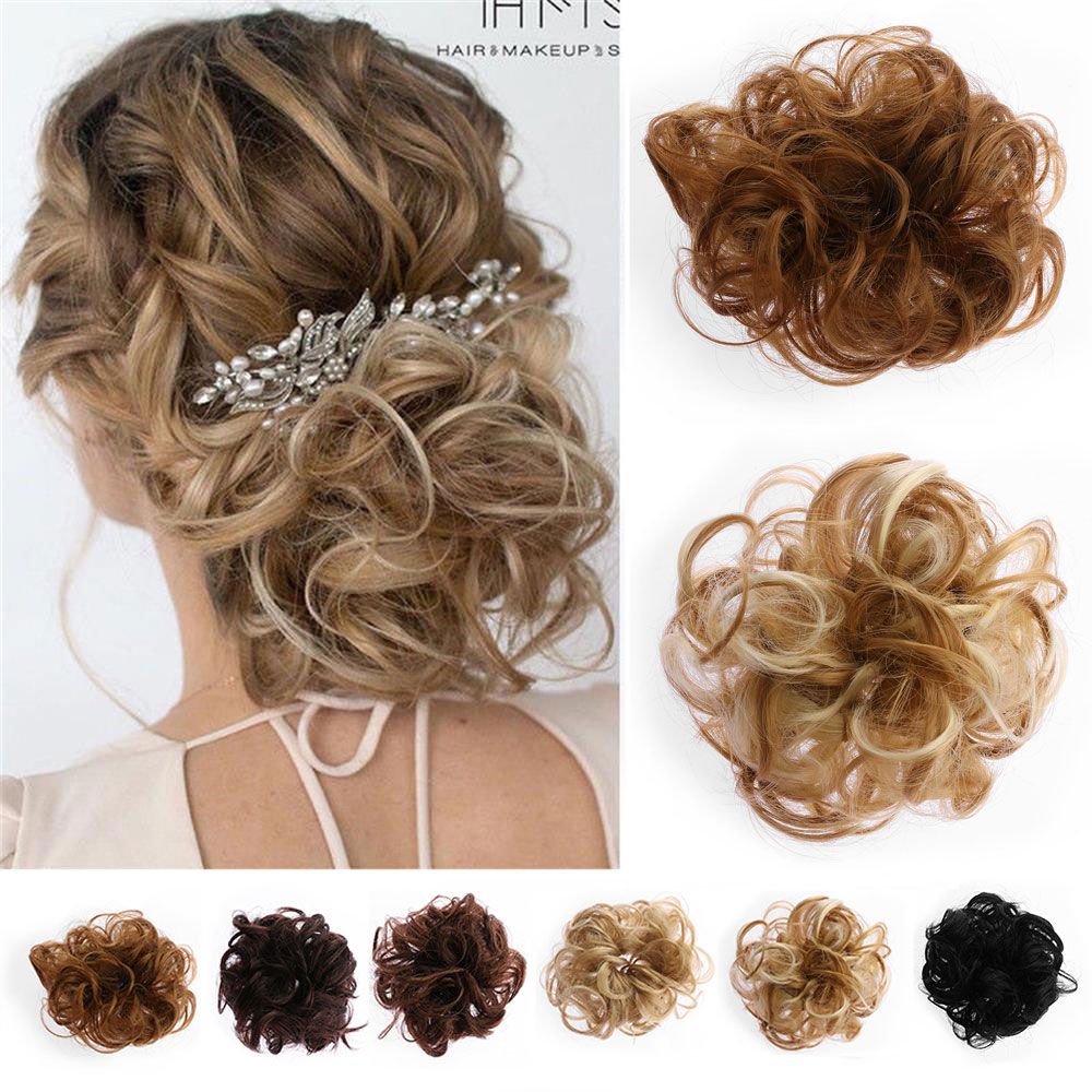 Women Messy Bun Curly Drawstring Hair Scrunchie Wave Hair Chignon